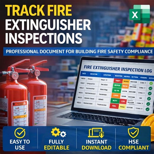 Fire Extinguisher Inspection Log Template | Fire Safety Equipment Check Spreadsheet | HSE Compliance Maintenance Record | Excel Download - Etsy