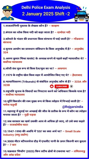 Delhi Police Exam 2 January 2nd shift exam analysis 🔥I ssc 29 January 2nd shift solutions #shorts