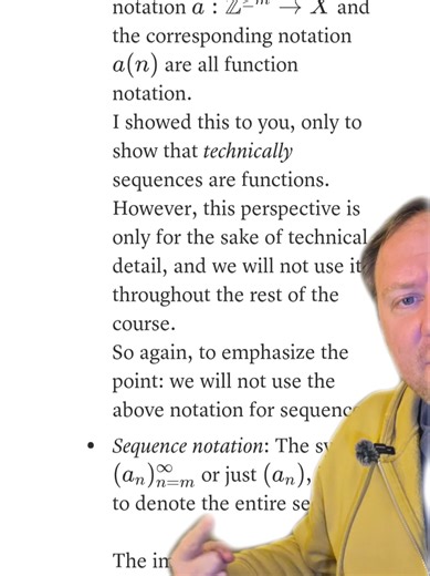The Real Analysis Minute! The two notations for functions: We only really use the sequence notation from now on. #mathtok #mathematics #deepmathtiktok #realanalysis #sequences