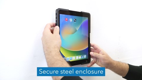 Mount-It! Universal iPad & Tablet Wall Mount Holder, Secure Steel Enclosure for 9.7–13.1 Inch Tablets, Wall or VESA 75x75 Mounting, Portrait or Landscape, Anti-Theft Tablet Mount for Office, Retail