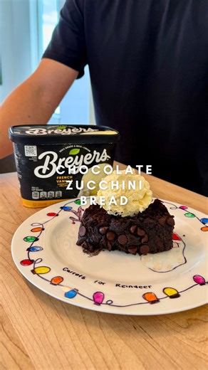 Elliott & Jackie Sulkis on Instagram: "@Breyers French Vanilla Ice Cream has been a family favorite for both of our families since as long as we can remember. And now I get to keep the tradition going, adding as the perfect finishing touch to the boy’s favorite holiday dessert: Chocolate Zucchini Bread. This whole dessert is super nostalgic since this was one of the first desserts I made for Jackie when we were dating. It’s essentially chocolate cake with sweet, cold scoop of Breyers Vanilla Ice