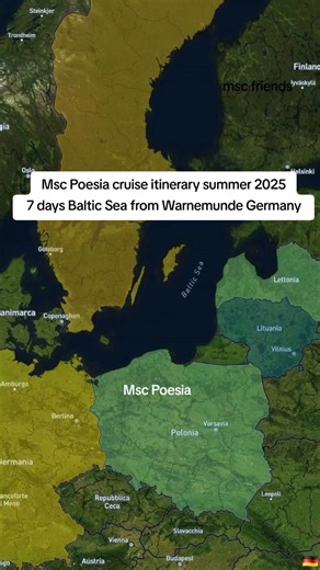 Msc Poesia cruise itinerary summer 2025 Baltic Sea 7 days from Warnemunde Germany Visiting Riga Copenhagen Stokholm Gdansk Klaipeda Lithuania Latvia Sweden Poland Denmark Germany #mscpoesia #mscpoesia2025 | Msc friends
