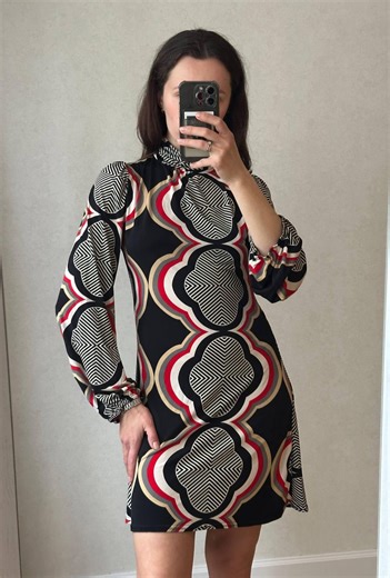 Vintage Viscose Dress | Made in England Vintage 70s Mod Mini | John Zack Geometric Print | Retro Y2K High Neck - Etsy