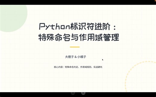 Python基础标识符进阶：特殊命名与作用域管理。