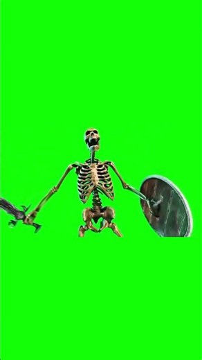 Skeleton Banging Shield meme - Green Screen