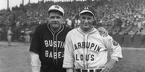 Watch new footage from a 1927 barnstorming exhibition game featuring Babe Ruth and Lou Gehrig