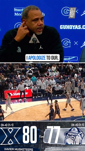 Georgetown head coach Ed Cooley issued an apology after a water bottle he threw into the stands struck a child following last night’s loss to Xavier Musketeers. Cooley called the moment “out of character” and apologized to the family, fans, players, and the Georgetown Hoyas community. | Chatterbox Sports