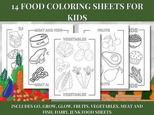 14 Page Printable Food Coloring Sheets for Toddlers--fun Learning Activity for Kids About Food Groups-- Easy to Download 8.5x11 and A4 Sizes - Etsy UK