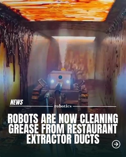 A robot cleaning grease from a restaurant’s extractor duct. Instead of sending people into cramped, hazardous spaces, machines can now handle the mess safely and consistently, turning one of the dirtiest kitchen jobs into an automated task. #robots #tech #artificialintelligence #ai #robot