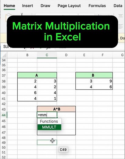 Multiply Matrices in Excel FAST (MMULT Formula)
