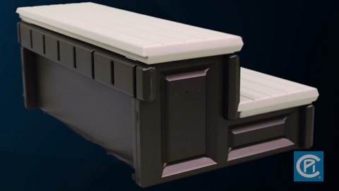 Confer Plastics Two Tier 36" Wide Deluxe Hot Tub Step. Non-Skid Spa Steps, Easy Installation, Sturdy, Long Lasting Upgrade to Your Space. Proudly Made in USA. - Grey