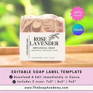 Rose Lavender Soap Label Template: Editable Belly Band (canva, Digital Download) - Etsy