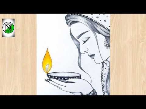 Beautiful Diwali Drawing Easy || Diwali festival Scenery Drawing for Beginners ||