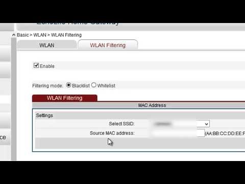 Enable/Disable WLAN Filter - Huawei EchoLife HG521 Modem-Router Configuration