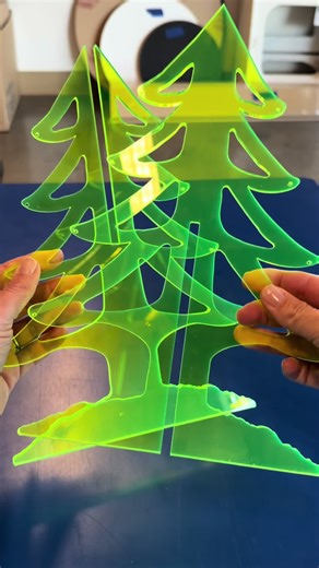 Eye catching, festive, and easy to store- these acrylic trees are great for adding color and flair to your holiday displays! 🎄 #tapplastics #holiday #decor #laser #project