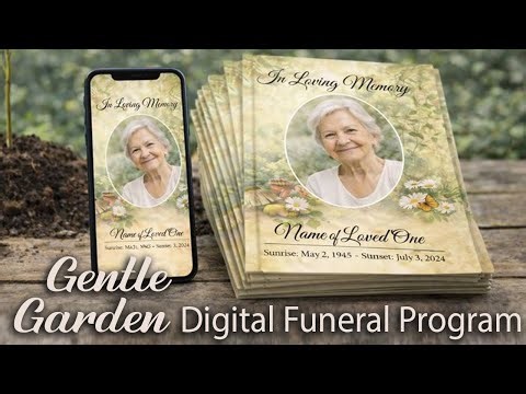 Paperless Digital Funeral Program Template Gentle Garden - The Funeral Program Site