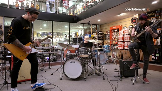 Conor here; Lets start a new tradition! We’ve got so many talented folks working around the various corners of Absolute Music, we decided to have some fun. Our friends at the Southern Ukulele Store have been doing a weekly performance every Friday since they moved in to our store 7 months ago and frankly, we want in… In this weeks Absolute Banger; Ben is playing a Ludwig Classic Maple Eurobeat 3 Piece Kit, Ludwig Black Beauty Snare, Zildjian K Custom 14 Hi-Hat, Zildjian K Light 22 Ride & a Zildj