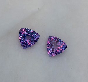 PAIR | Alexandrite Multi Color Change Trillion Faceted | Alexandrite June Birthstone for Making Jewelry | Alexandrite Stone Loose Gemstone - Etsy