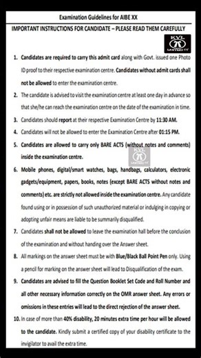 AIBE Examination Guidelines FOR CANDIDATE | Tips for All India Bar Exam Full Exam Hall | Preparation