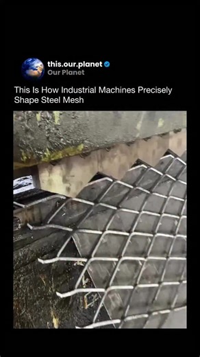 Our Planet on Instagram: "This process shows how heavy-duty industrial cutters shape and trim steel mesh with high precision. Hardened blades are aligned to press and shear the metal grid uniformly, ensuring consistent spacing and clean edges across large sheets. Steel mesh like this is widely used in construction, infrastructure, and manufacturing, where accuracy matters for strength and load distribution. Automated cutting systems reduce human error while handling materials that would be diffi