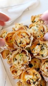 Jalapeño Popper Wonton Cups Ingredients: Wonton wrappers (enough for a 12‑cup muffin tin) 4 oz cream cheese, softened ½ cup sour cream | Recipe one