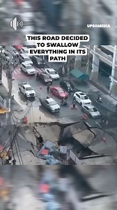 10K views · 51 reactions | What seemed like a normal car ride turned into minutes of panic and despair for drivers, who watched as the earth swallowed everything up in a matter of seconds. | The Enigma | Facebook