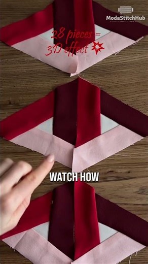 Create this 3D Magic! 🧵 Optical Illusion Patchwork Pattern #Shorts