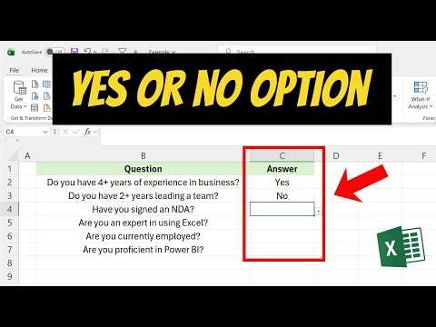 How to Add Yes or No Options In Excel