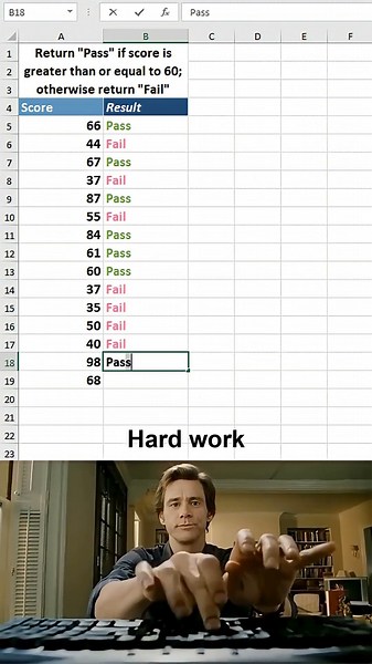 Grade Students in Excel in 5 Seconds ⚡ IF Formula Trick (Pass/Fail)