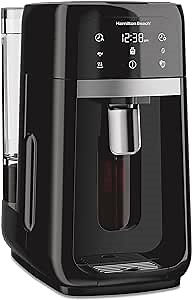 Hamilton Beach One Press Programmable Dispensing Drip Coffee Maker with 14 Cup Internal Brew Pot, Removable Water Reservoir, Black Next Gen (47601)