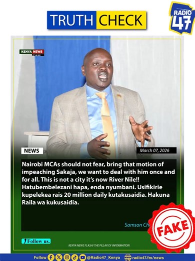 Senator Cherargei Did Not Urge MCAs to Impeach Sakaja