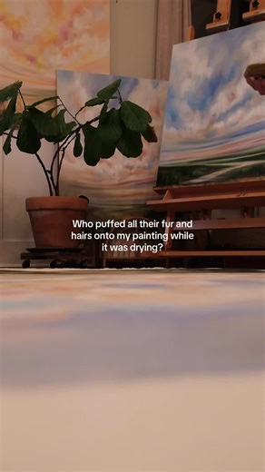 Only the oil painters with pets will fully understand this one 😂🫣 #artist #artistsoftiktok #oilpainting
