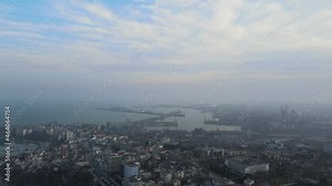 Aerial breathtaking scenes of Constanta, Romania is a great vacation destination at Black Sea. Constanta city is a seaport located in Eastern Romania and it is the country's largest harbor seaport