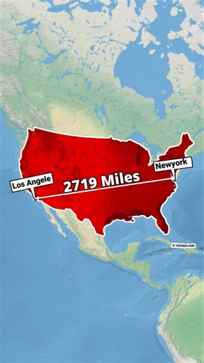 Newyork to Lossangels Distance #shorts