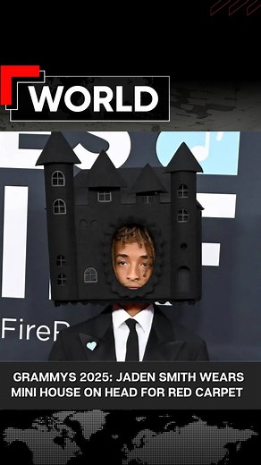 #FPReels: Grammys 2025: Jaden Smith Wears Mini House on Head For Red Carpet American rapper Jaden Smith made a bold fashion statement at the 2025 Grammy Awards, wearing a mini house on his head with his face visible through a circular cutout in the front. The rapper attended the event alongside his sister, Willow Smith. | Firstpost
