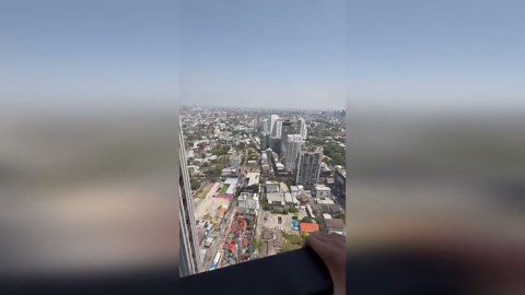 Earthquake damage captured from high-rise apartment in Bangkok