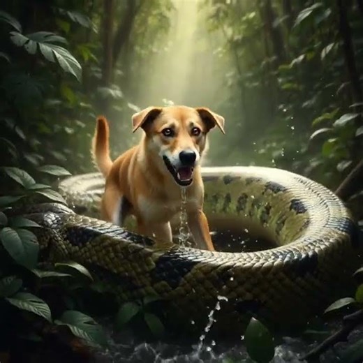 Dog Kill a python 😮😮😮 #aivideo #snake #wildlife #animals #animation