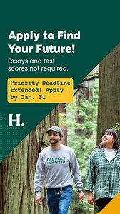 Apply to Humboldt and get ready to find inspiration in California’s North Coast. Essays and test scores are not required. | Cal Poly Humboldt
