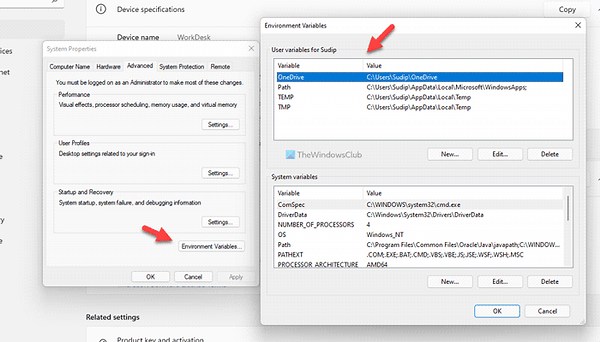 How to see Names and Values of Environment Variables in Windows 11/10