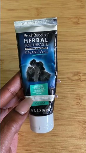 In Hand Review of Brush Buddies Herbal Toothpaste with Activated Charcoal, Whitening Toothpaste