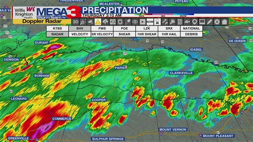 Most storms today will primarily be around the I-30 Corridor w/ hit or miss rain or storms elsewhere. Marginal severe storms possible. | KTBS 3 News
