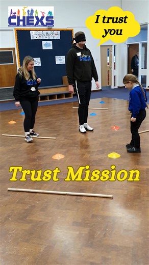 Our CHEXS children and young people team have been in schools helping pupils develop teamwork, leadership, and confidence through fun, interactive activities. One of these is the Trust Mission, where pupils take turns being blindfolded while their classmates guide them safely across the hall using only their voices. This activity builds communication, trust, and problem solving skills, and even our team member Jack joins in by putting on the blindfold and trusting the children to lead him. It is