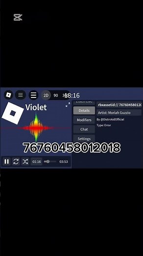 Roblox Violet Audio id 2# #robloxaudio #roblox #forsaken #music