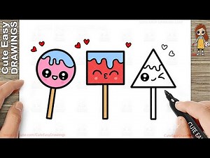 How to Draw Cute Lollipops from Easy Shapes | Lollipop Drawing and Coloring
