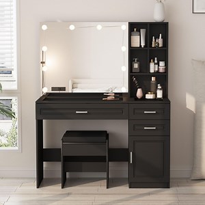 [Hot Item] Hollywood Makeup Table with LED Mirror and Drawers Professional Bedroom Furniture Makeup Vanity