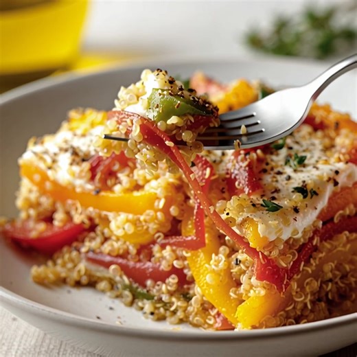 Poivrons quinoa froids Liste des ingrédients → Légumes Quelques lanières de poivrons (verts, jaunes et rouges), coupées finement → Céréales 200 g de graines de quinoa → Fromages 100 g de mozzarella râpée .... 𝐋𝐚 𝐫𝐞𝐜𝐞𝐭𝐭𝐞 𝐜𝐨𝐦𝐩𝐥è𝐭𝐞 👇👇👇 | Recette Express