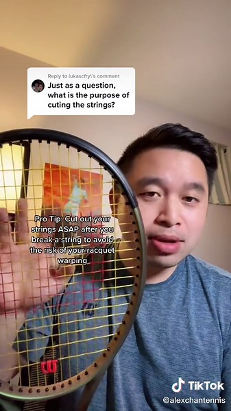 Reply to @lukascfry quick reminder to cut your strings ASAP after breaking! #tennis #tennistiktok #tennistok