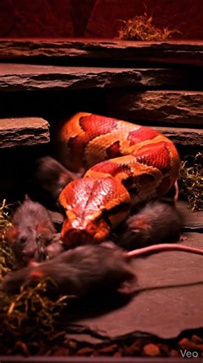 Red blood python live feeding on rats in a rocky terrarium setup | intense slow-motion predator moment Warning: [Warning: Live Feeding Video] This content shows animals feeding naturally as part of nature. No harm, no encouragement of violence. Educational wildlife content. #bloodpython #redpython #pythonfeeding #livefeeding #snakehunt #wildlifereels #reptiledocumentary #predatorvideo #naturecapture #viralreels #facebookreels #reelsviral #shortsfeed | Frog Feeding
