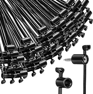 Teenyyou 100 Pcs 6 Inch Cable Ties with Stud Mount Nail Screw Wire Hole Zip Tie for Electrical Wire and Cord Management