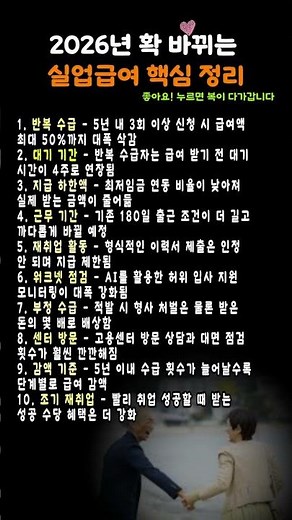 2026년 확 바뀌는 실업급여 핵심 정리 #실업급여, #재취업